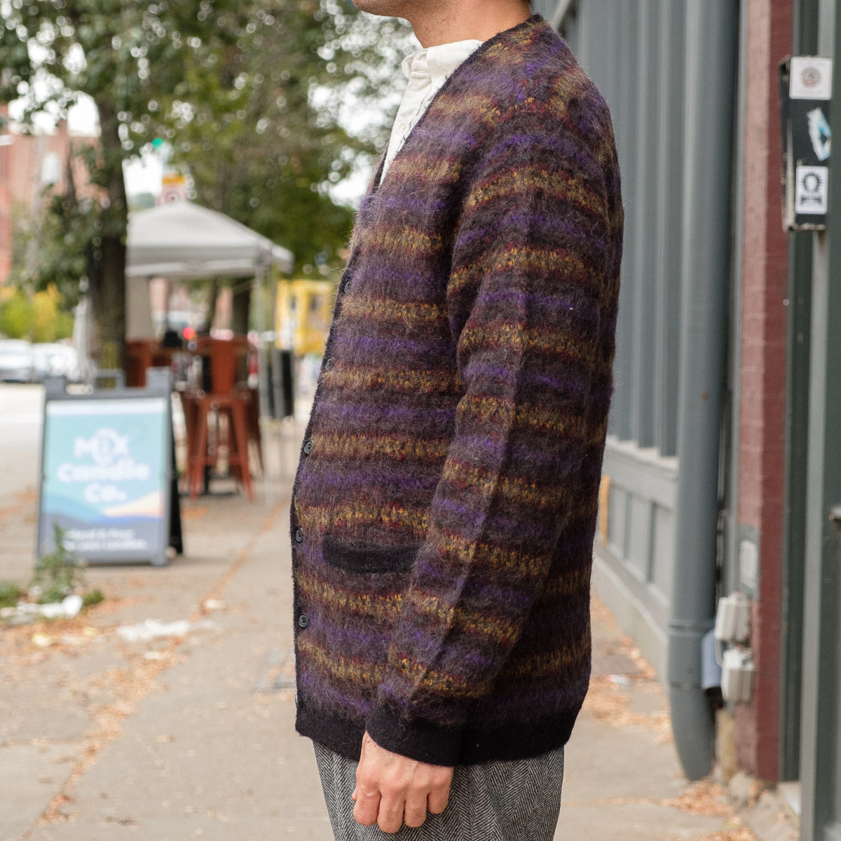 Double Jacquard Fair Isle Cardigan in Wool Mohair Blend